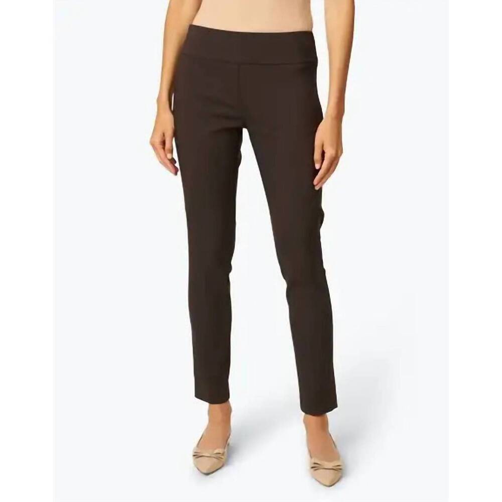 NEW ELLIOTT LAUREN women's control stretch pull on ankle pant in chocolate